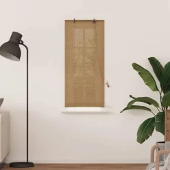 Décorations-vidaXL Store enrouleur avec des rideaux 60 x 160 cm Bambou Marron