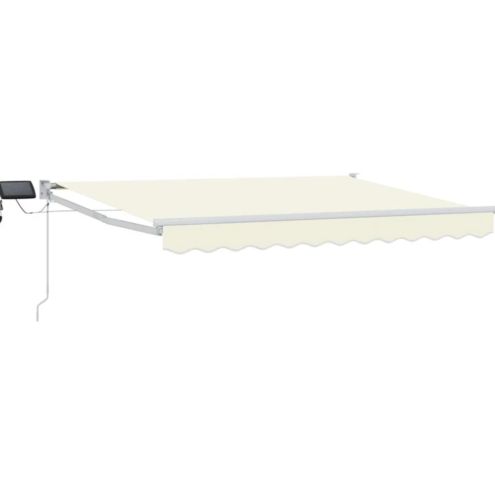 Pelouses & Jardins-vidaXL Store rétractable manuel avec LEDs Crème 2,5 x 2 m
