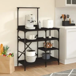 Arts De La Table & Arts Culinaires-vidaXL Support de boulanger 90x40x132 cm bois ingénierie et métal Noir