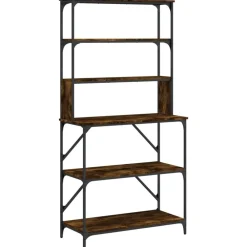 vidaXL Support de boulanger à 6 niveaux chêne fumé 90x40x180 cm