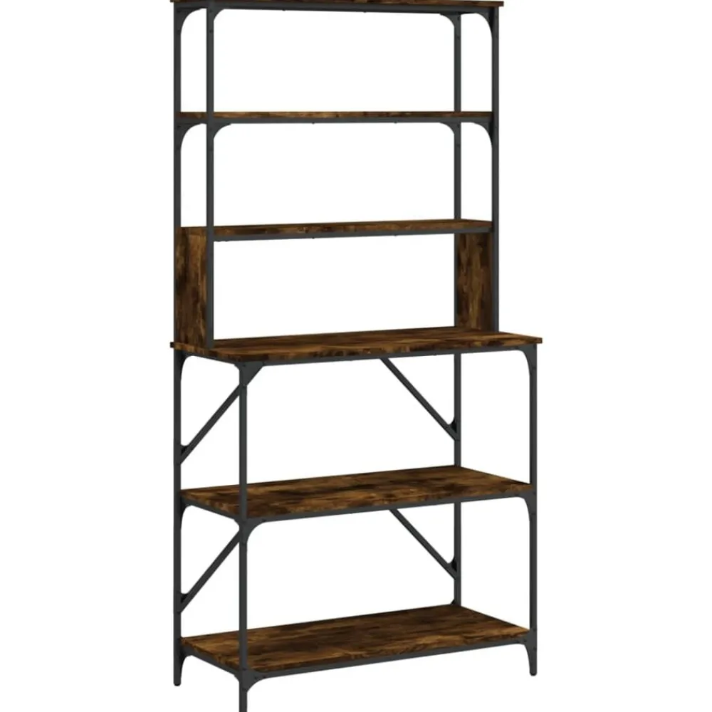 vidaXL Support de boulanger à 6 niveaux chêne fumé 90x40x180 cm