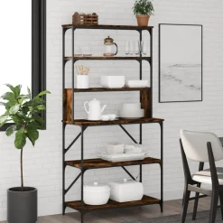 vidaXL Support de boulanger à 6 niveaux chêne fumé 90x40x180 cm