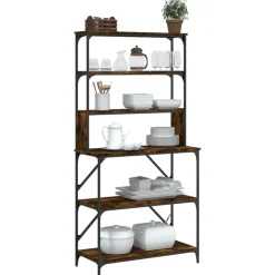 vidaXL Support de boulanger à 6 niveaux chêne fumé 90x40x180 cm