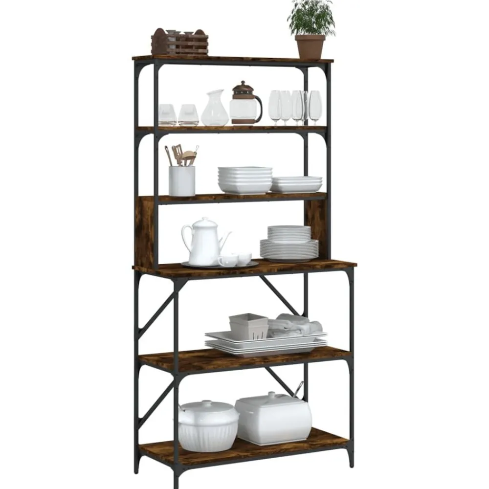 vidaXL Support de boulanger à 6 niveaux chêne fumé 90x40x180 cm