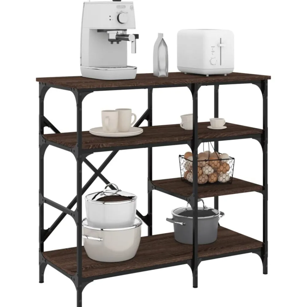 Arts De La Table & Arts Culinaires-vidaXL Support de boulanger chêne bois d’ingénierie et métal Marron
