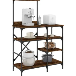 vidaXL Support de boulanger chêne fumé 90x40x132 cm