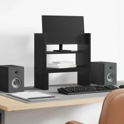 vidaXL Support de Bureau pour Moniteur Chêne noir 40 x 17 x 41 cm