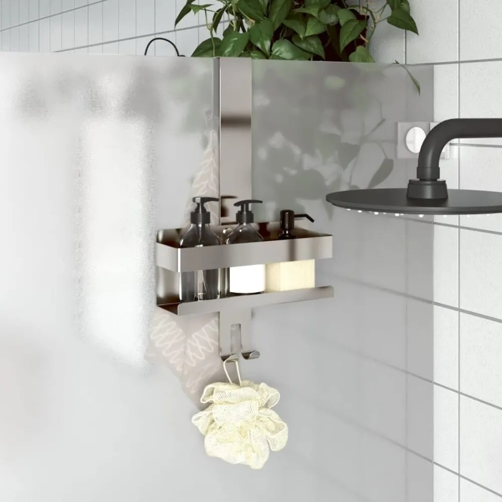 Étagères-vidaXL Support de douche suspendu acier inoxydable 304 brossé Argent