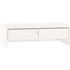 Appareils Électroniques-vidaXL Support de moniteur 50x27x15 cm Bois de pin solide Blanc