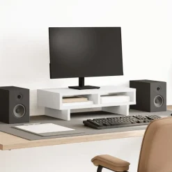 Appareils Électroniques-vidaXL Support de moniteur 50x27x15 cm bois d'ingénierie Blanc