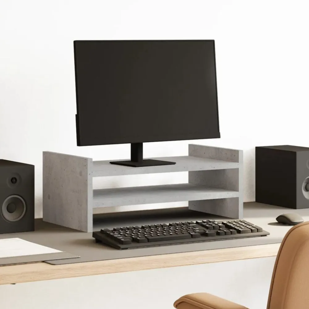 Appareils Électroniques-vidaXL Support de moniteur 50x27x20 cm bois d'ingénierie Gris béton