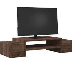 Appareils Électroniques-vidaXL Support de moniteur et rangement chêne marron bois d'ingénierie Ch&ecirc;ne marron