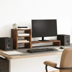 vidaXL Support de moniteur et organisateur de bureau bois d'ingénierie
