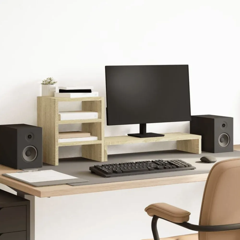 vidaXL Support de moniteur et organisateur de bureau bois d'ingénierie