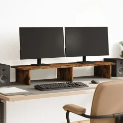 Appareils Électroniques-vidaXL Support de moniteur chêne fumé 100x27x15 cm bois d'ingénierie Ch&ecirc;ne fumé