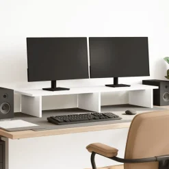 Appareils Électroniques-vidaXL Support de moniteur 100x27x15 cm bois d'ingénierie Blanc