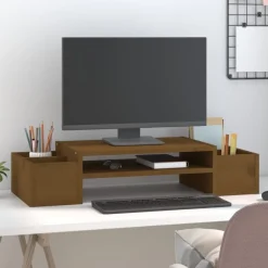vidaXL Support de moniteur 70x27,5x15cm Bois de pin solide