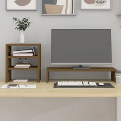 vidaXL Support de moniteur 81x20x30 cm Bois de pin solide