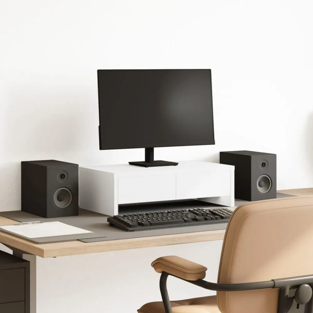 vidaXL Support de moniteur avec tiroirs bois d'ingénierie