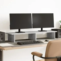 Appareils Électroniques-vidaXL Support de moniteur 100x27x15 cm bois d'ingénierie Gris béton