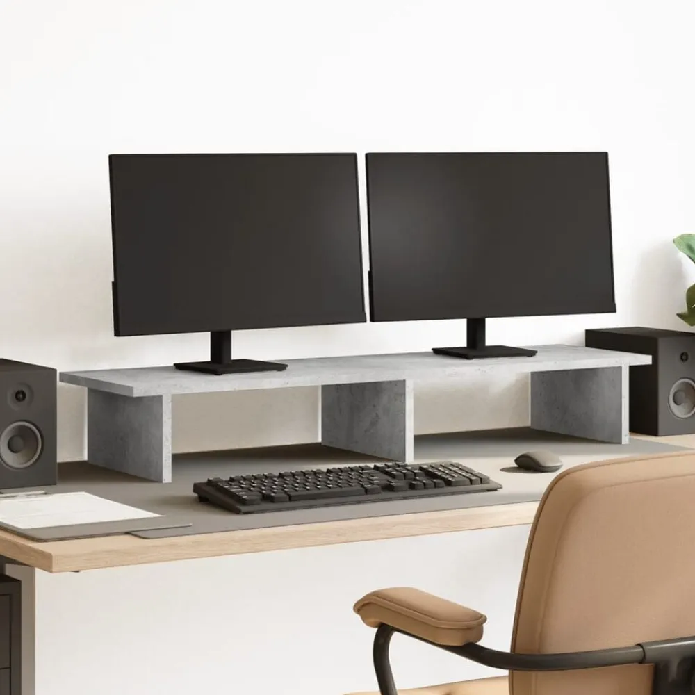 Appareils Électroniques-vidaXL Support de moniteur 100x27x15 cm bois d'ingénierie Gris béton