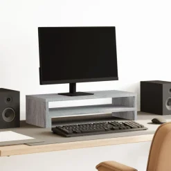 Appareils Électroniques-vidaXL Support de moniteur 54x22x15 cm bois d'ingénierie Sonoma gris