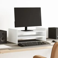 Appareils Électroniques-vidaXL Support de moniteur 50x27x20 cm bois d'ingénierie Blanc