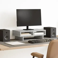 Appareils Électroniques-vidaXL Support de moniteur 50x27x15 cm bois d'ingénierie Sonoma gris