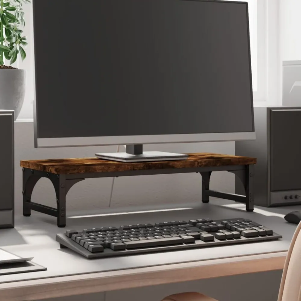 vidaXL Support de moniteur chêne fumé 55x23x14 cm bois d'ingénierie