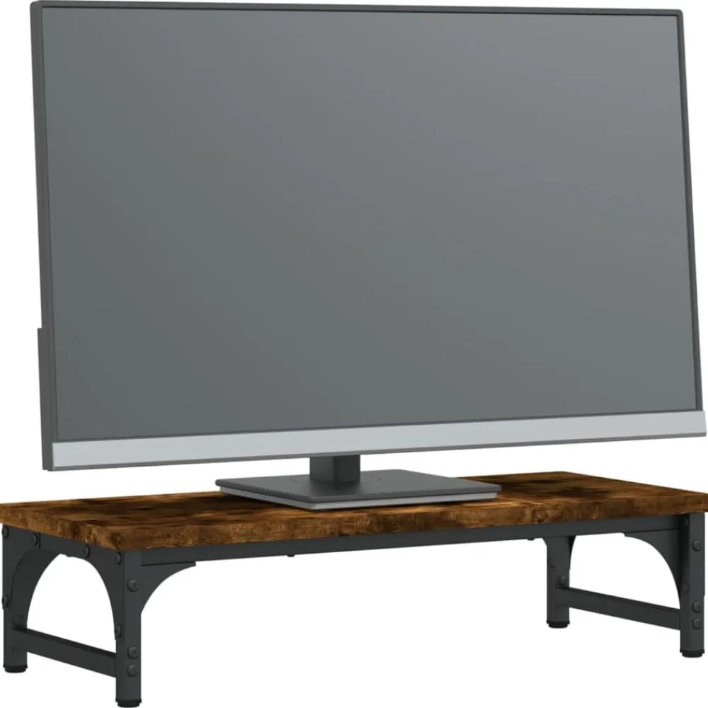 vidaXL Support de moniteur chêne fumé 55x23x14 cm bois d'ingénierie