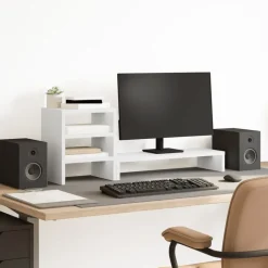 vidaXL Support de moniteur et organisateur de bureau bois d'ingénierie