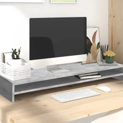Appareils Électroniques-vidaXL Support de moniteur 100x24x13 cm Bois d'ingénierie Gris béton