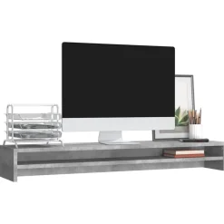 Appareils Électroniques-vidaXL Support de moniteur 100x24x13 cm Bois d'ingénierie Gris béton