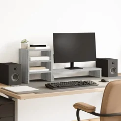 vidaXL Support de moniteur et organisateur de bureau bois d'ingénierie