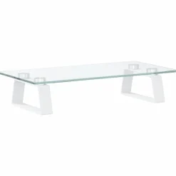 Appareils Électroniques-vidaXL Support de moniteur 40x20x8 cm verre trempé et métal Blanc