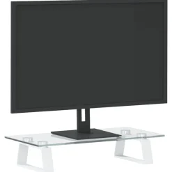 Appareils Électroniques-vidaXL Support de moniteur 40x20x8 cm verre trempé et métal Blanc