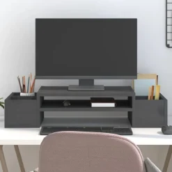 vidaXL Support de moniteur 70x27,5x15 cm Bois de pin solide