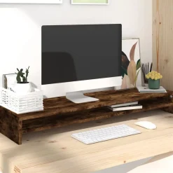 vidaXL Support de moniteur Chêne fumé 100x24x13 cm Bois d'ingénierie