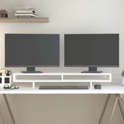 Appareils Électroniques-vidaXL Support de moniteur 100x27x14 cm Bois de pin solide Blanc