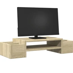 vidaXL Support de moniteur et rangement chêne sonoma bois d'ingénierie