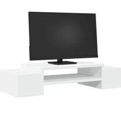 Appareils Électroniques-vidaXL Support de moniteur avec rangement bois d'ingénierie Blanc