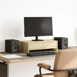 vidaXL Support de moniteur avec tiroirs chêne sonoma bois d'ingénierie