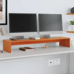 Appareils Électroniques-vidaXL Support de moniteur marron miel 100x27x15 cm bois de pin solide Marron cire