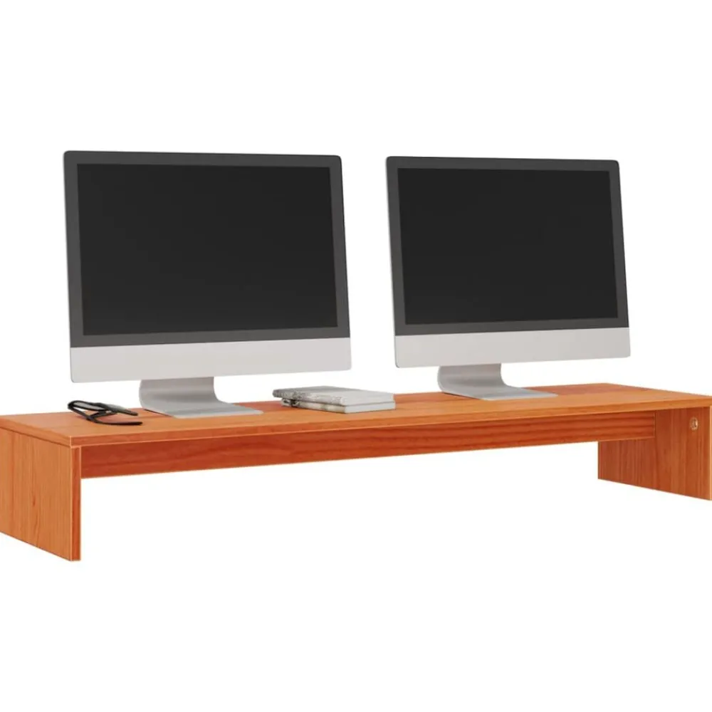 Appareils Électroniques-vidaXL Support de moniteur marron miel 100x27x15 cm bois de pin solide Marron cire