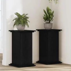 vidaXL Support de Plante Chêne noir 33 x 33 x 60 cm Bois d'ingénierie