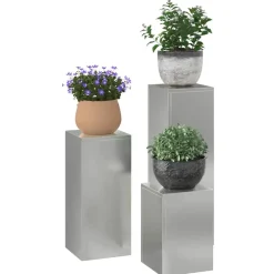 Pelouses & Jardins-vidaXL Support de Plante 3 pcs Argent Acier galvanisé