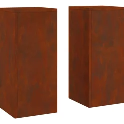vidaXL Support de Plante 2 pcs Rouillé 24 x 24 x 55 cm Acier patiné