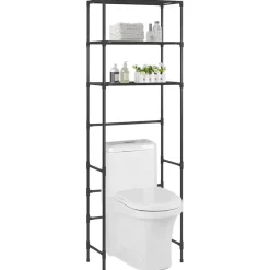 Accessoires De Salle De Bain-vidaXL Support de rangement de toilette à 3 niveaux 53x28x169 cm Noir