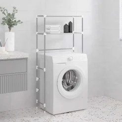 Accessoires De Salle De Bain-vidaXL Support de rangement 2 niveaux sur la machine à laver Fer Gris