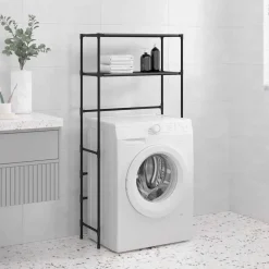 Accessoires De Salle De Bain-vidaXL Support de rangement 2 niveaux sur la machine à laver Fer Noir